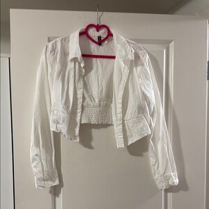 White Cropped Button-Up Shirt